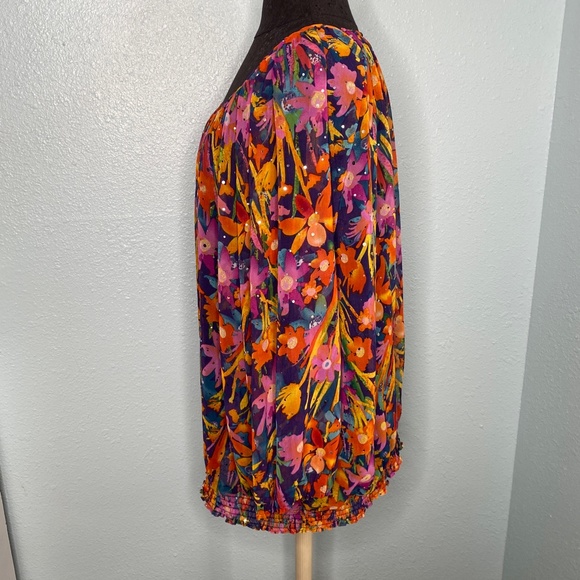 C.D. Daniels Rainbow Floral Plus Size Blouse - Picture 2 of 12